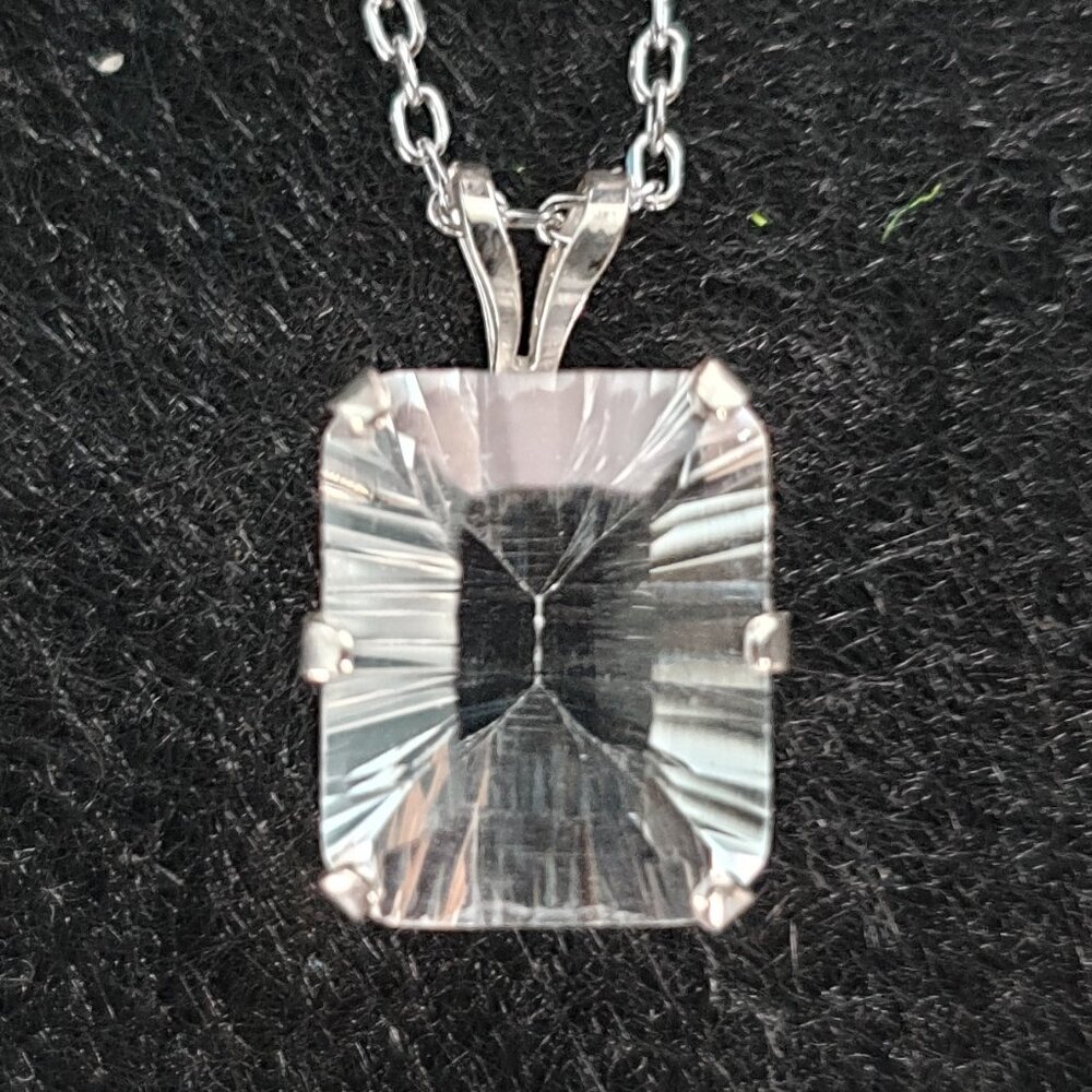 Elegant Vintage Italy 925 Silver 4 CT Genuine White Topaz Minimalist Necklace